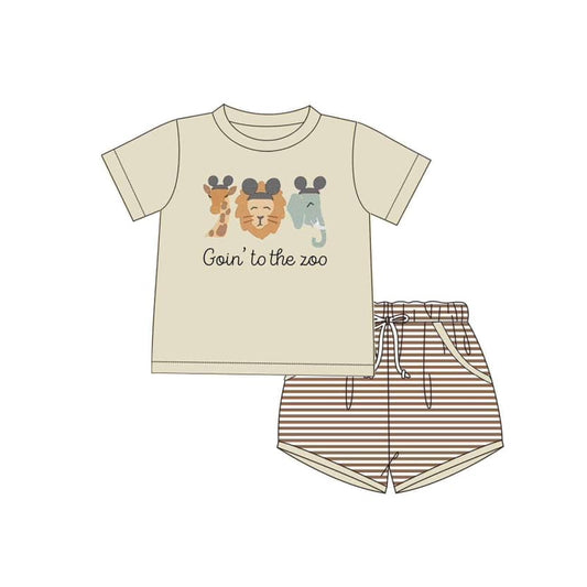 Baby Boys Go To The Zoo Animal Tee Shirt Shorts Clothes Sets Preorder