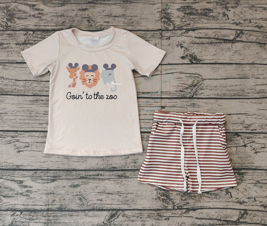 Baby Boys Go To The Zoo Animal Tee Shirt Shorts Clothes Sets Preorder