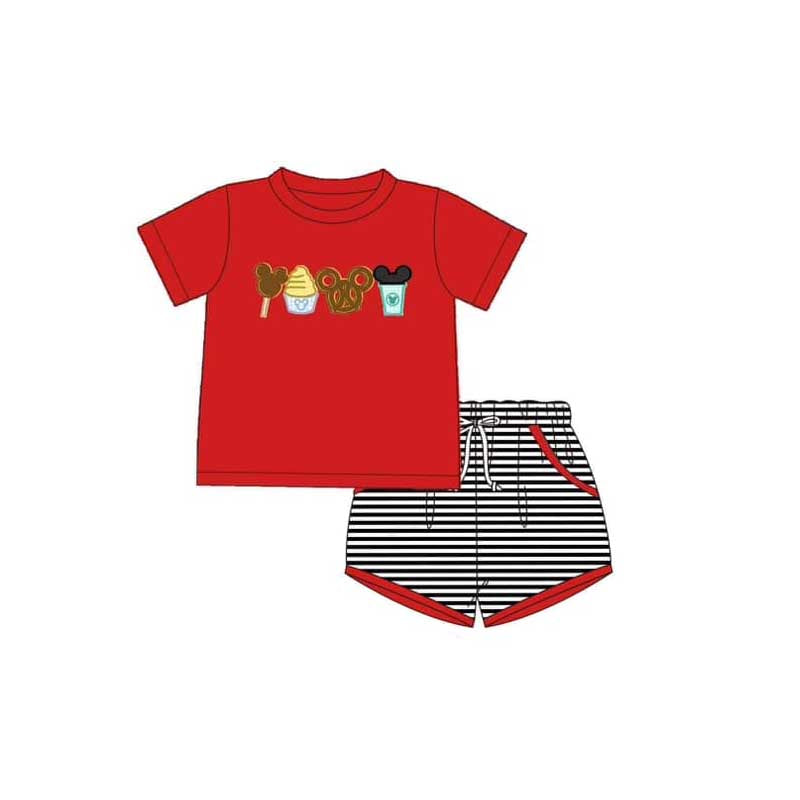 Baby Boys Red Cartoon Snacks Tee Shirt Shorts Clothes Sets Preorder