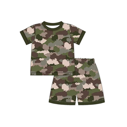 Baby Boys Turkey Camo Shirt Shorts Pajamas Clothes Sets Preorder