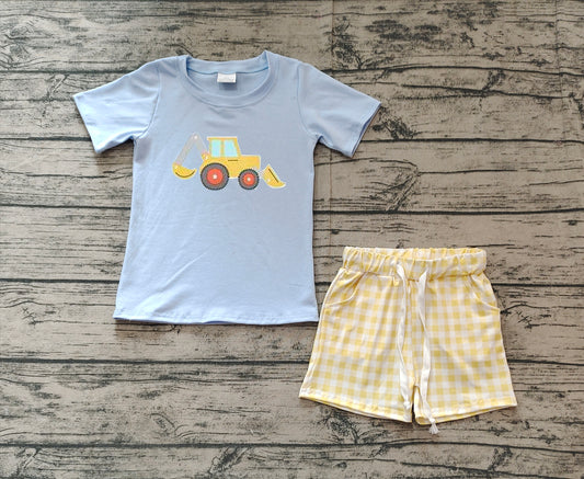 Baby Boys Digger Shirt Checkered Shorts Clothes Sets Preorder