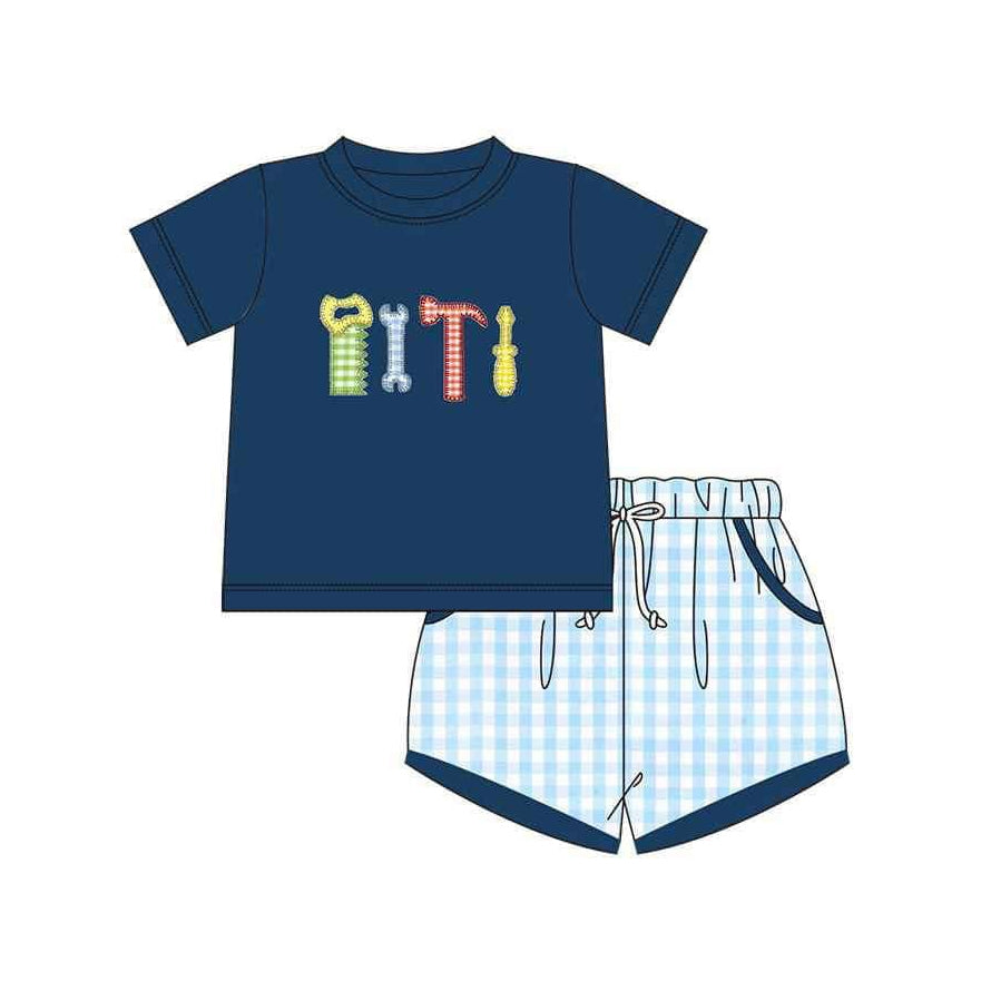 Baby Boys Tools Shirt Checkered Shorts Clothes Sets Preorder