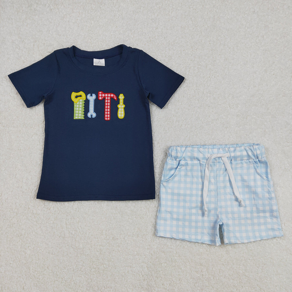 Baby Boys Tools Shirt Checkered Shorts Clothes Sets