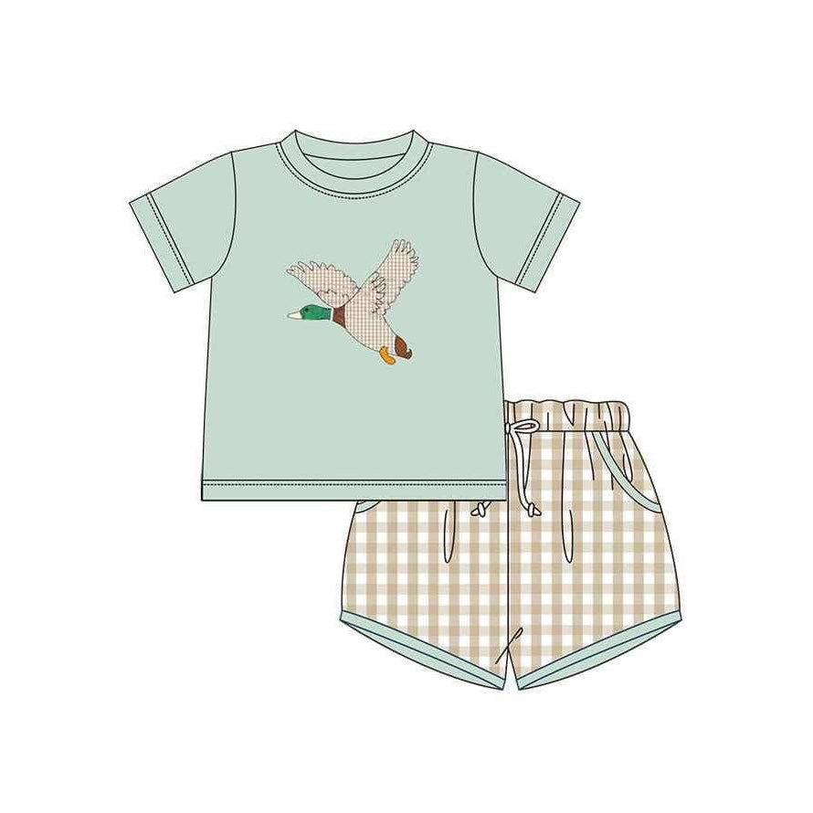 Baby Boys Mallard Duck Shirt Checkered Shorts Clothes Sets Preorder