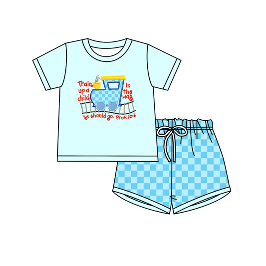 Baby Boys Blue Checkered Shirt Shorts Clothes Sets Preorder