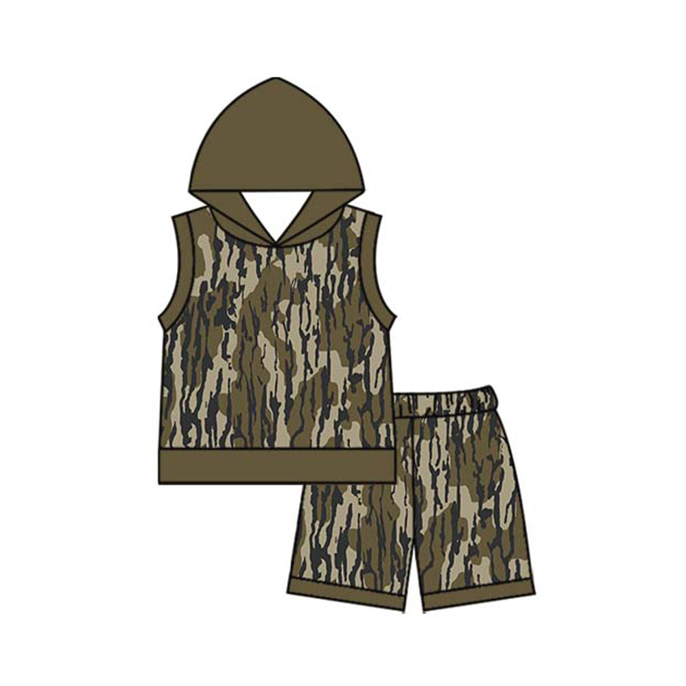 Baby Boys Bottomland Hooded Camo Shirt Shorts Clothes Sets Preorder