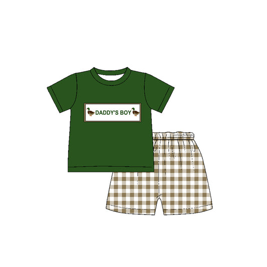 Baby Boys Daddy's Boy Ducks Top Checkered Shorts Clothes Sets Preorder