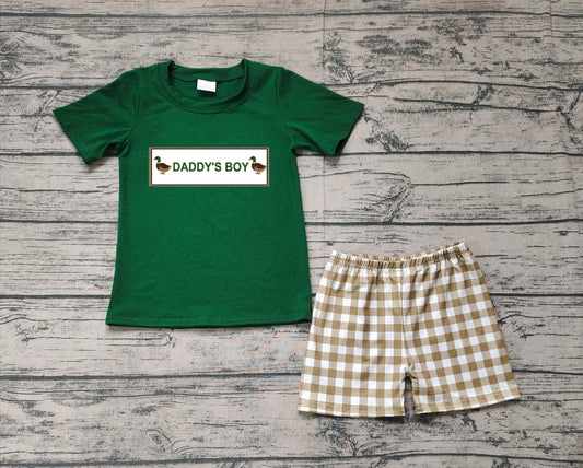 Baby Boys Daddy's Boy Ducks Top Checkered Shorts Clothes Sets Preorder