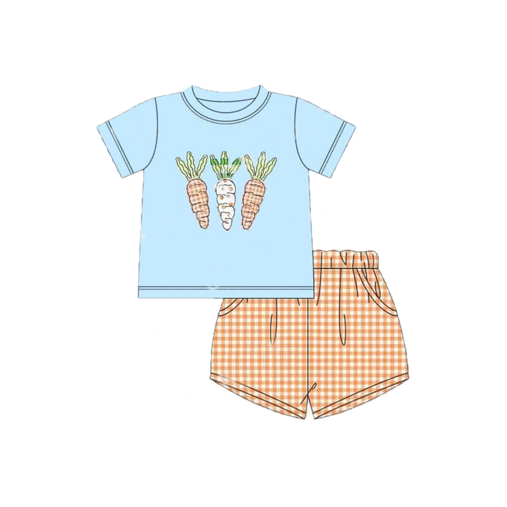 Baby Boys Carrots Easter Shirts Pocket Shorts Clothes Sets Preorder