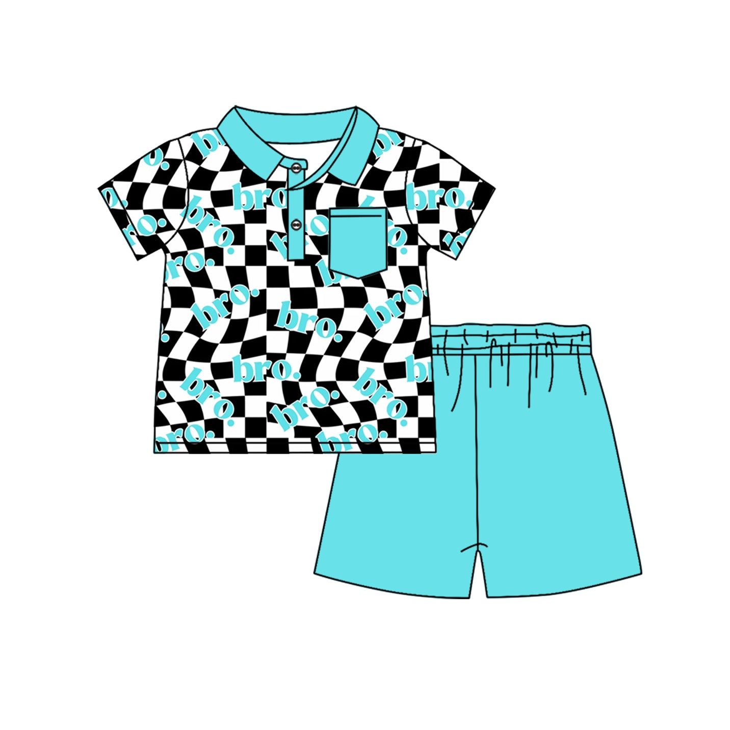 Baby Boys Black Checkered Brother Pullover Shorts Clothes Sets Preorder