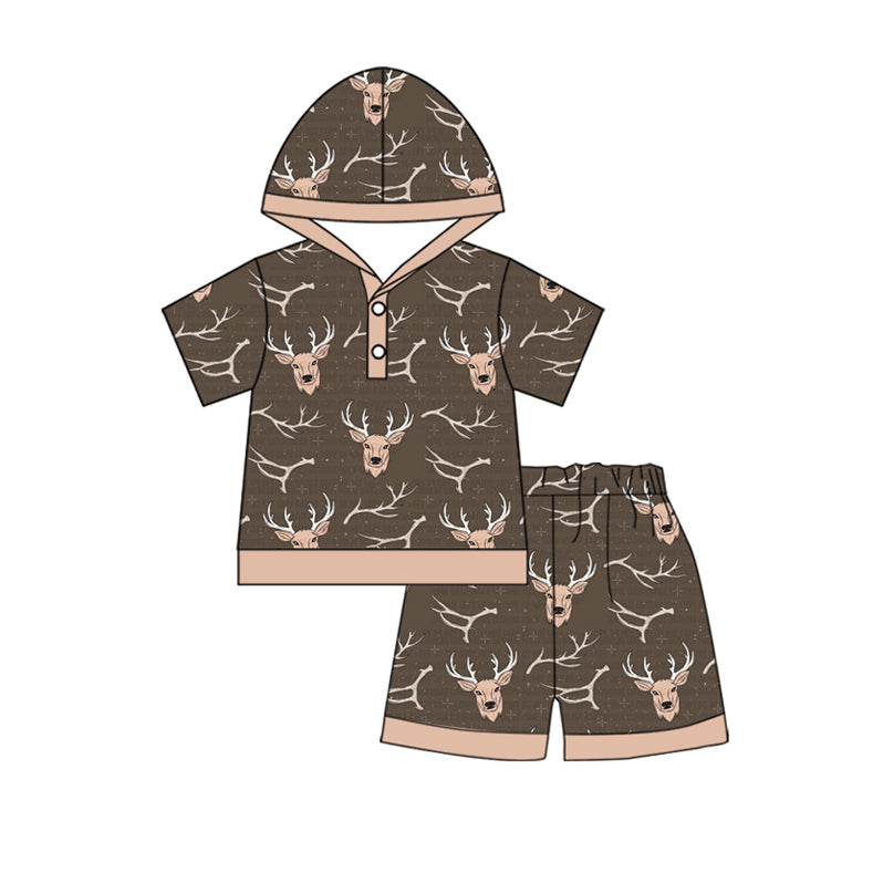 Baby Boys Deers Hooded Top Shorts Clothes Sets Preorder