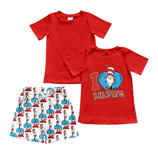 Baby Boys I Love Reading Hats Shirt Shorts Clothes Sets Preorder