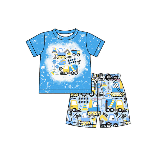 Baby Boys Construction Blue Shirt Shorts Clothes Sets Preorder