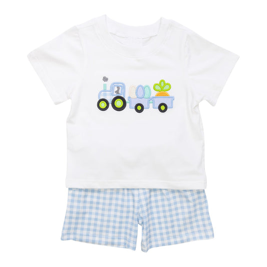 Baby Boys Easter Trucks Carrots Shirt Checkered Shorts Clothes Sets Preorder