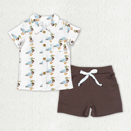 Baby Boys Ducks Mallard Buttons Shirts Shorts Clothes Sets