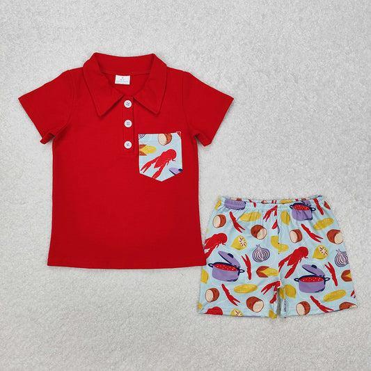 Baby Boys Boiled Crawfish Pullover Tops Shorts Clothes Sets