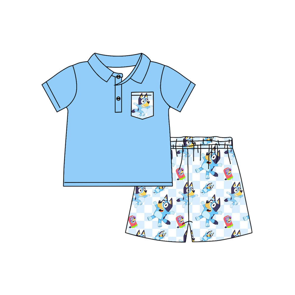 Baby Boys Dogs Checkered Shirts Shorts Clothes Sets Preorder