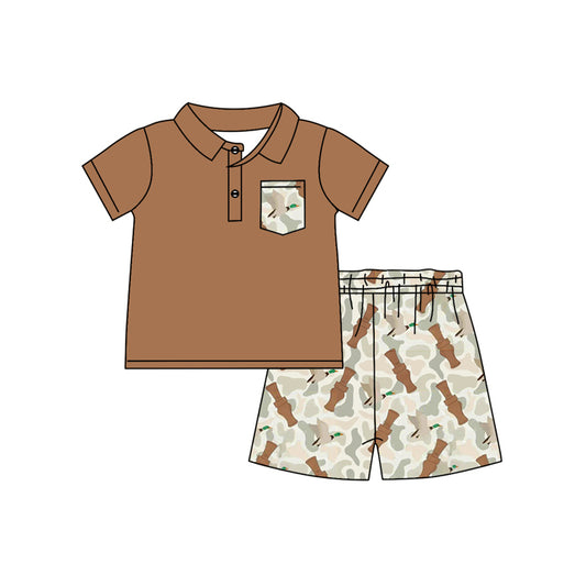 Baby Boys Brown Shirts Duck Call Camouflage Shorts Clothes Sets Preorder