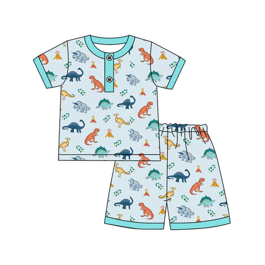 Baby Boys Dinosaurs Blue Shirts Shorts Pajamas Clothes Sets Preorder