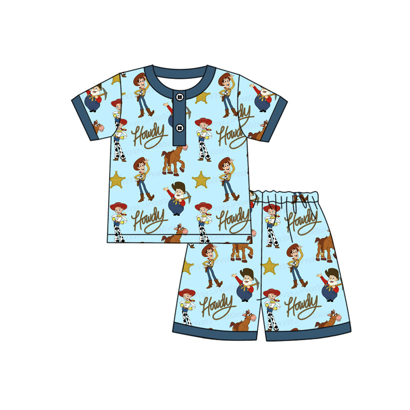 Baby Boys Howdy Toy Blue Shirts Shorts Pajamas Clothes Sets Preorder