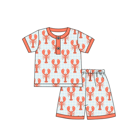 Baby Boys Red Shirts Crawfish Shorts Pajamas Clothes Sets Preorder