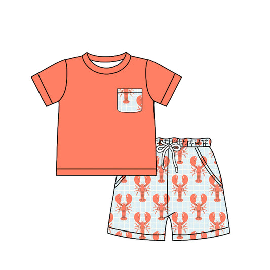 Baby Boys Red Shirts Crawfish Pockets Shorts Clothes Sets Preorder