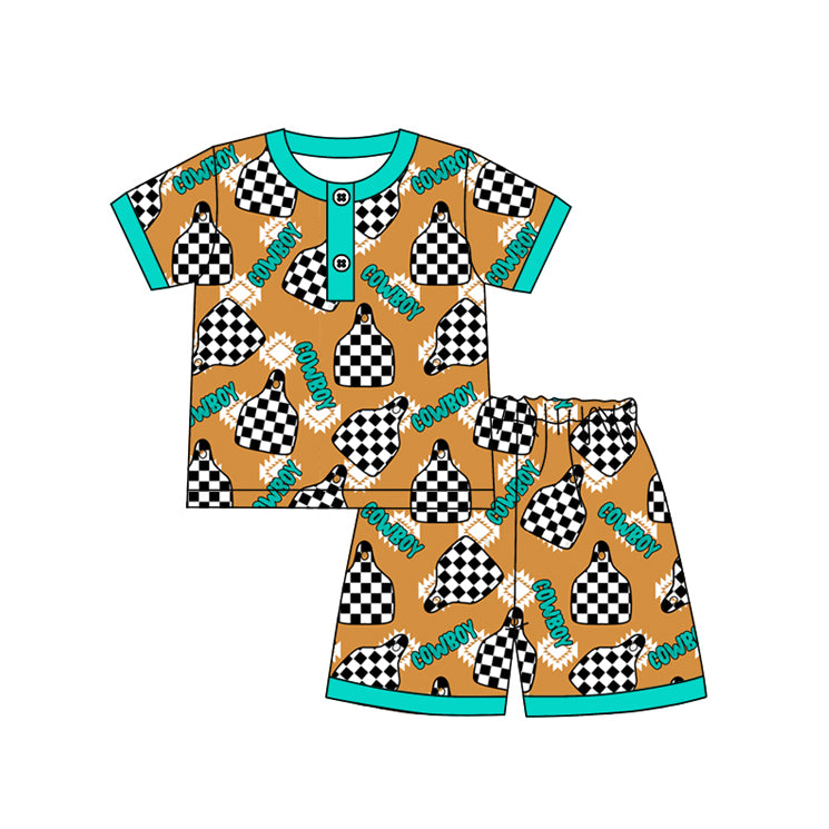 Baby Boys Cowboy Tag Shirts Shorts Pajamas Clothes Sets Preorder