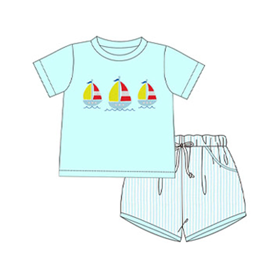 Baby Boys Saiboats Shirts Stripes Shorts Clothes Sets Preorder