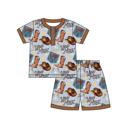 Baby Boys Western Yeehaw Boots Shirts Shorts Pajamas Clothes Sets Preorder