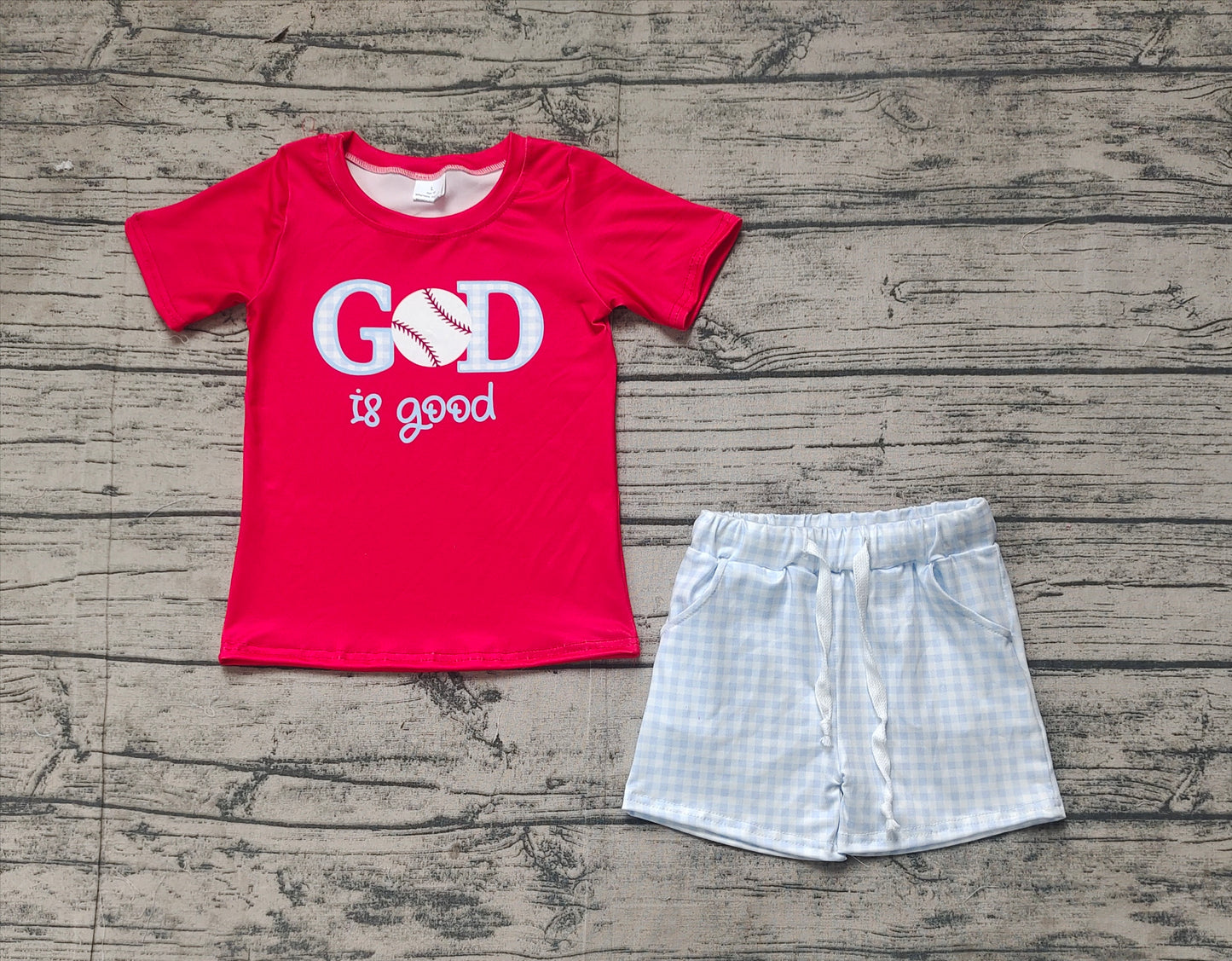 Baby Boys God is Good Baseball Shirt Shorts Clothes Sets