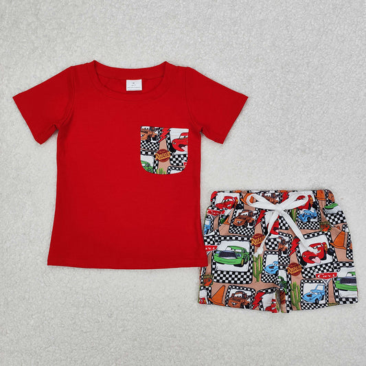 Baby Boys Car Cactus Pocket Shirts Shorts Clothes Sets
