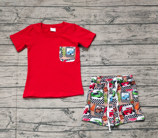 Baby Boys Car Cactus Pocket Shirts Shorts Clothes Sets