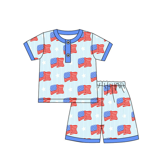 Baby Boys 4th of July Flags Shirts Shorts Pajamas Clothes Sets Preorder
