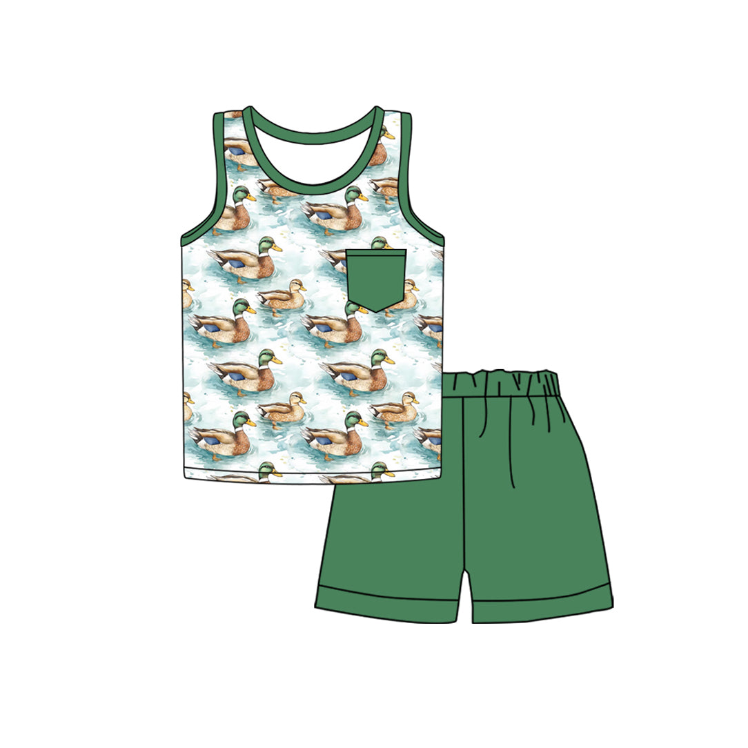 Baby Boys Mallard Ducks Pocket Shirt Shorts Clothes Sets Preorder