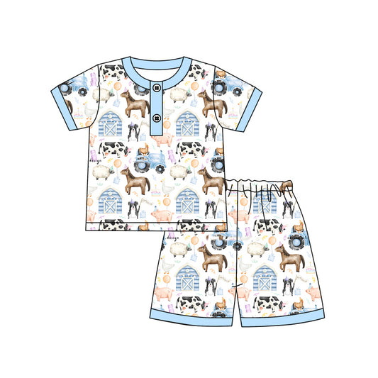 Baby Boys Farm Animals Shirt Shorts Pajamas Clothes Sets Preorder