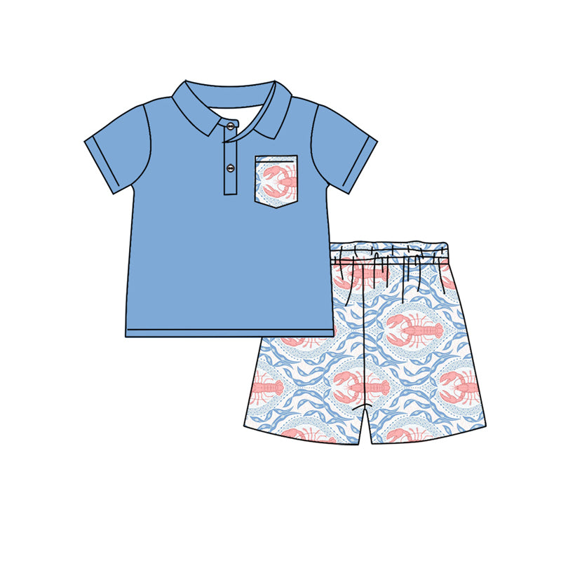 Baby Boys Crawfish Pocket Shirts Shorts Clothes Sets Preorder