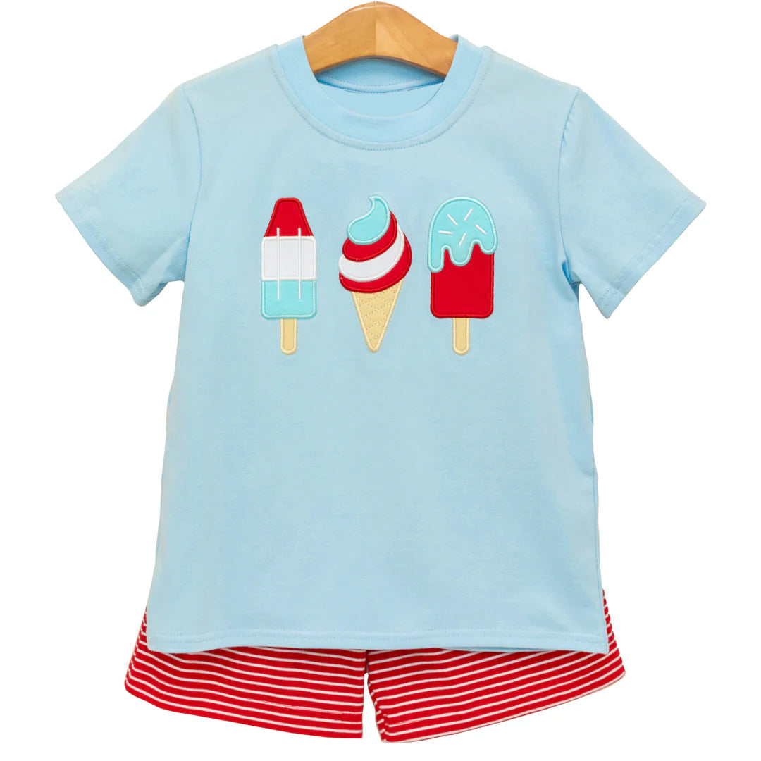 Baby Boys Popstick Shirt 4th Of July Shorts Sets Preorder