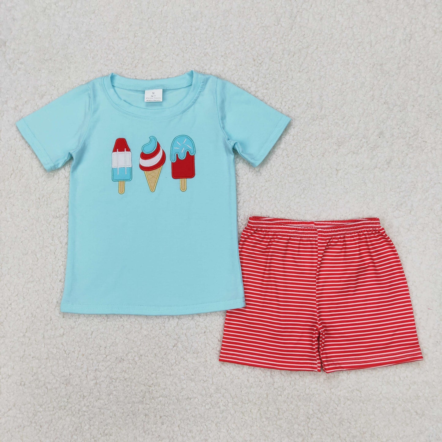 Sibling Baby Boys Embroidery Popsicle Shirt Top Pockets Short Clothes Sets