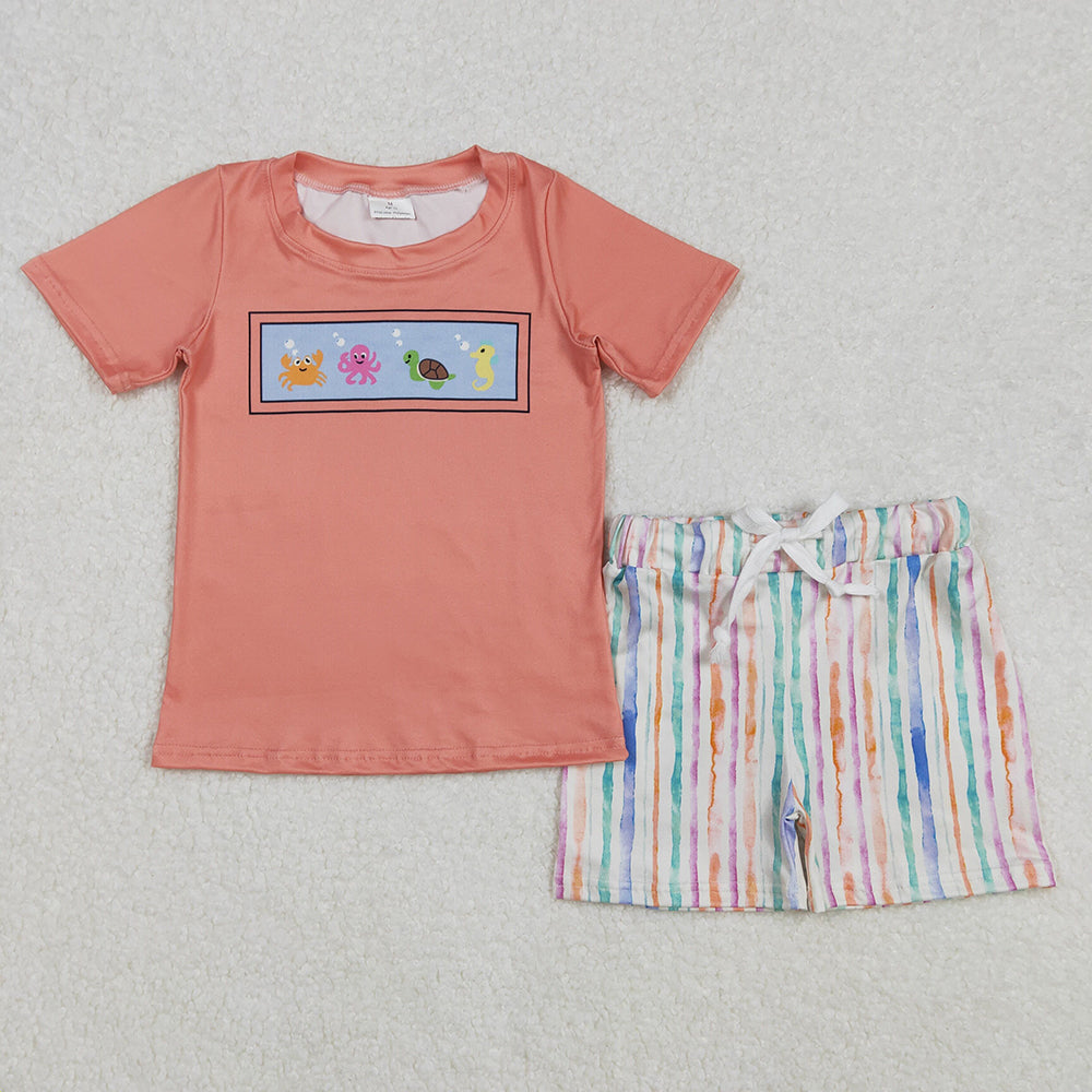 Baby Boys Sea Animals Shirt Stripes Shorts Outfits Sets