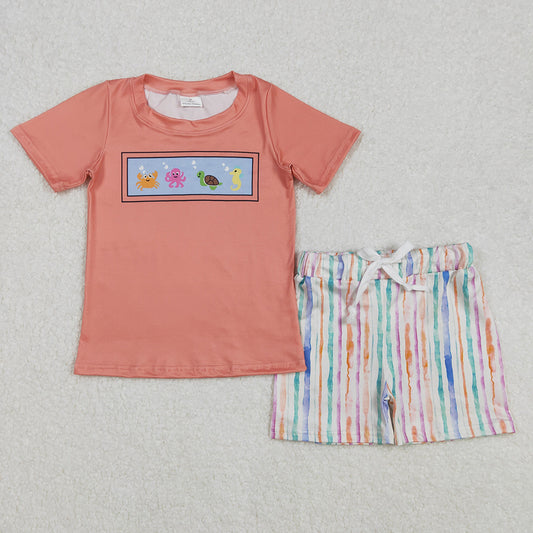 Baby Boys Sea Animals Shirt Stripes Shorts Outfits Sets