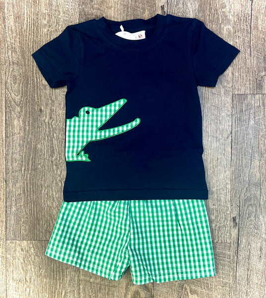 Baby Boys Navy Crocodile Top Shorts Clothes Sets Preorder