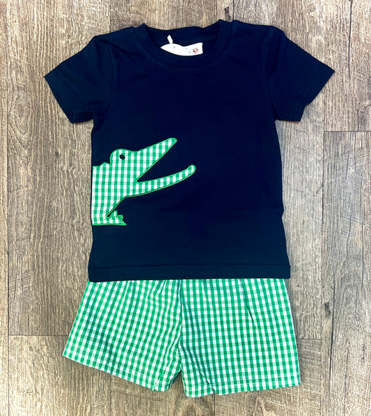 Baby Boys Navy Crocodile Top Shorts Clothes Sets Preorder