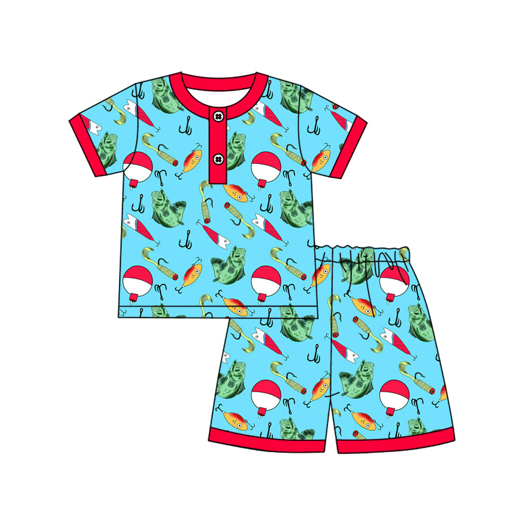 Baby Boys Fishing Float Shirts Top Shorts Pajamas Clothes Sets preorder