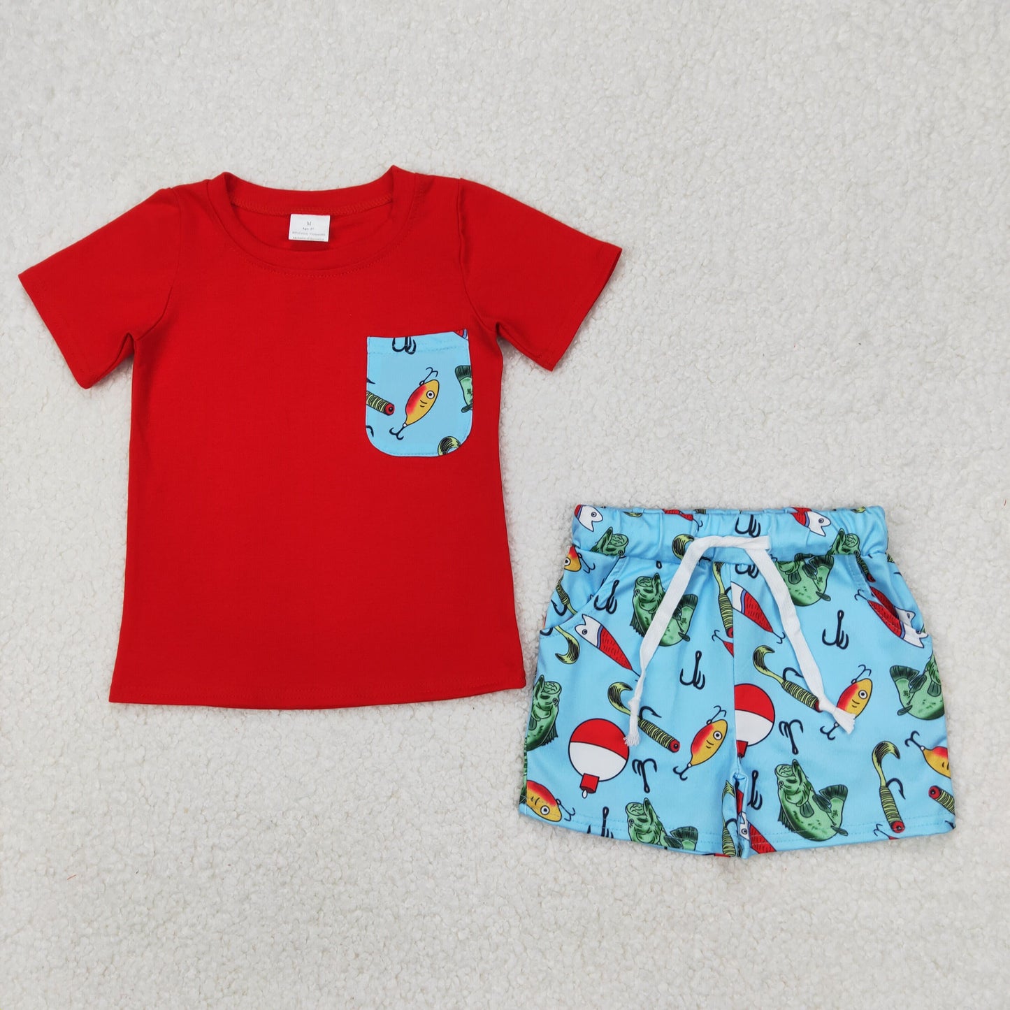 Sibling Baby Boys Short Sleeve Dogs Ducks Fishing Pocket Top Shorts Hunting Clothes Sets
