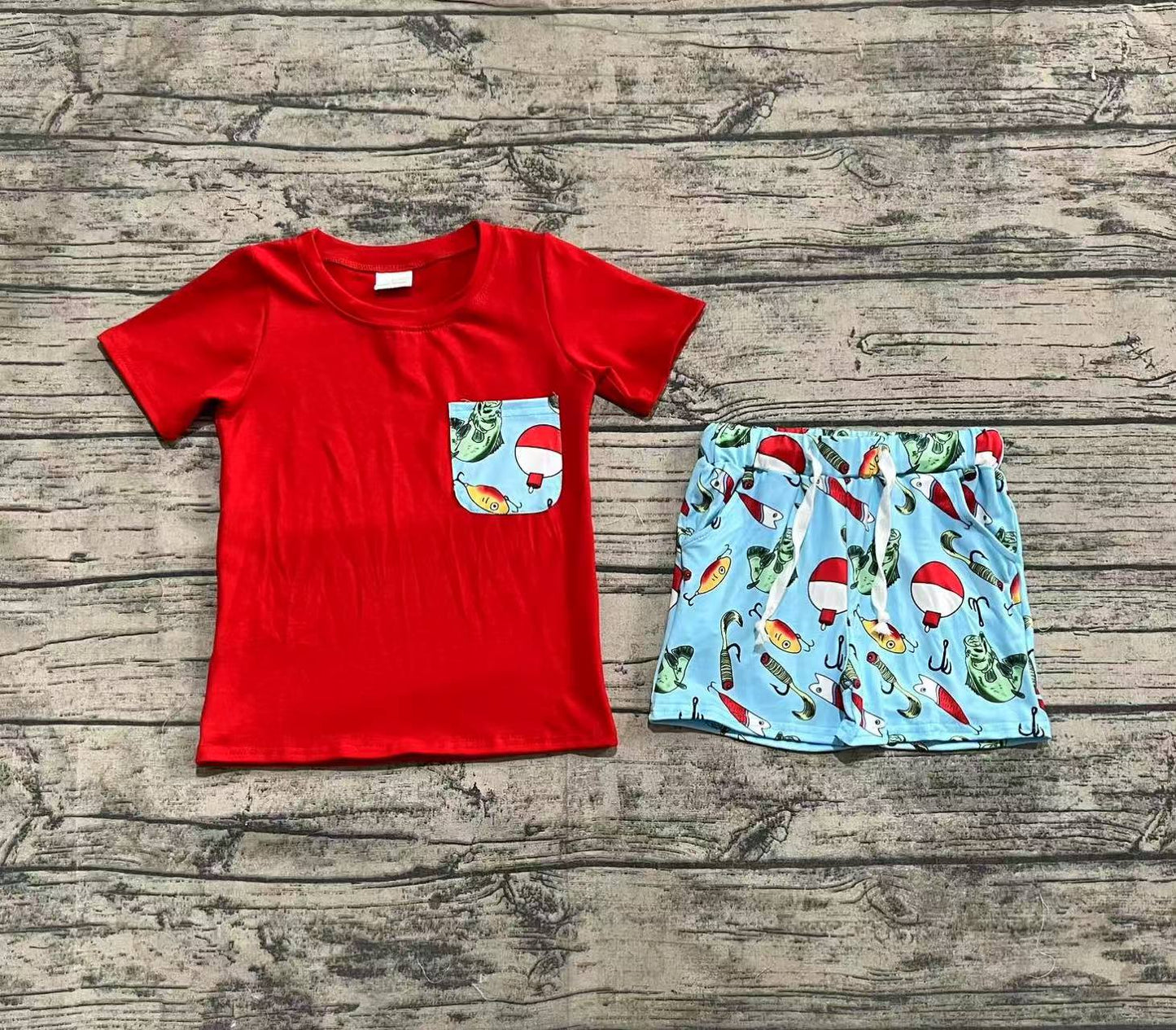 Baby Boys Fishing Float Pocket Shirts Top Shorts Clothes Sets