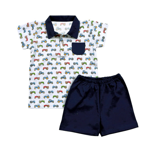 Baby Boys Tractor Pocket Buttons Shirt Shorts Clothes Sets Preorder