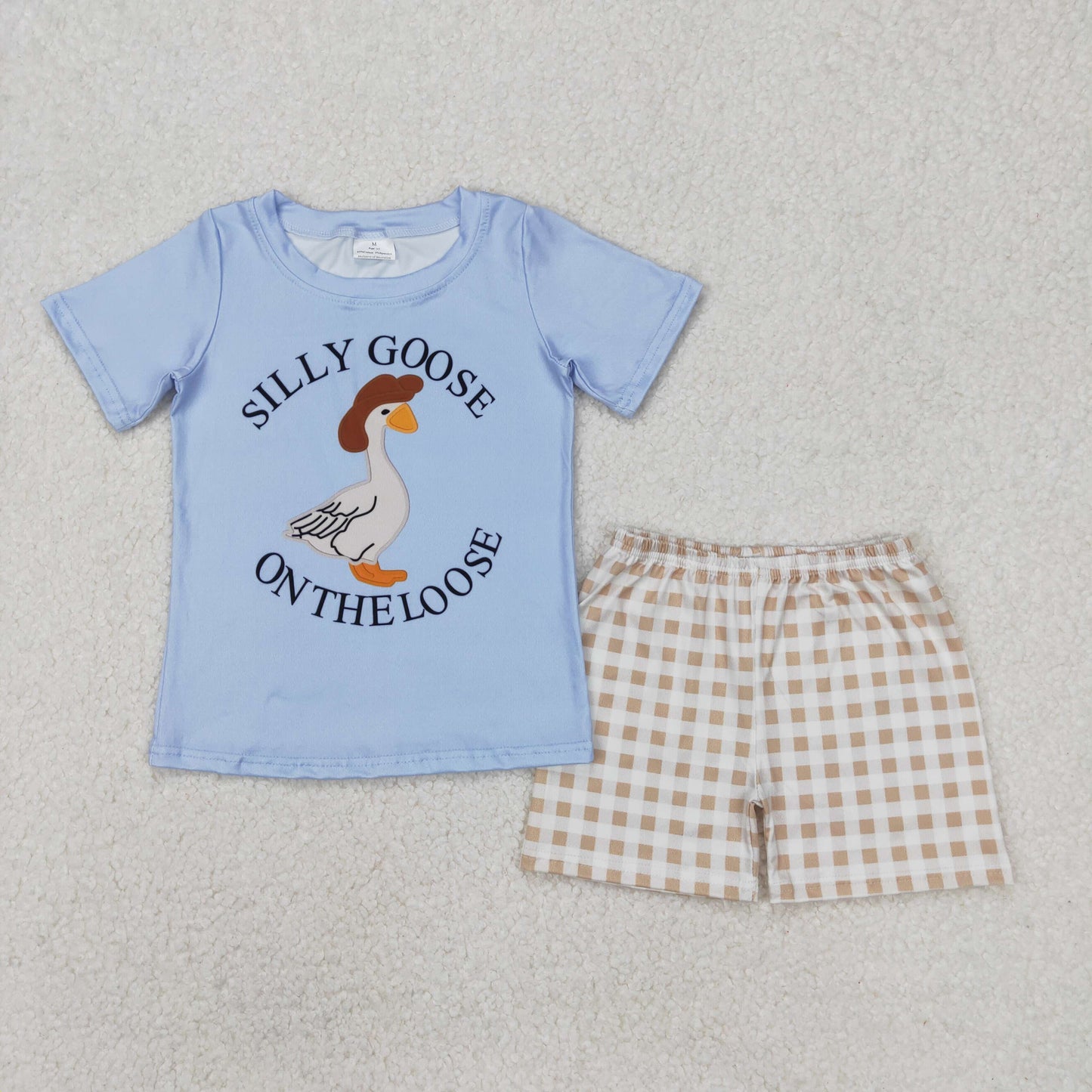 Baby Boys Silly Goose Top Checkered Shorts Clothes Sets