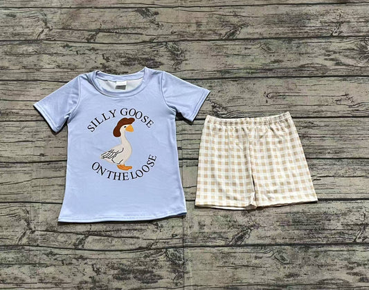 Baby Boys Silly Goose Top Checkered Shorts Clothes Sets