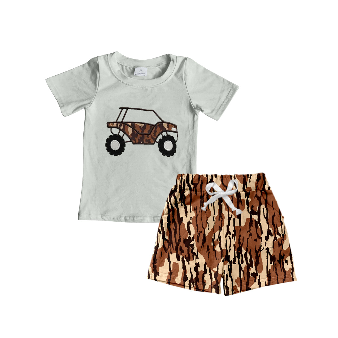 Preorder moq 5 Baby Boys Truck Top Bottomland Camo Shorts Clothes Sets