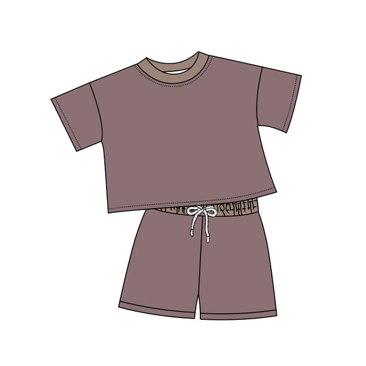 Baby Boys Purple Shirt Top Cotton Shorts Clothes Sets Preorder